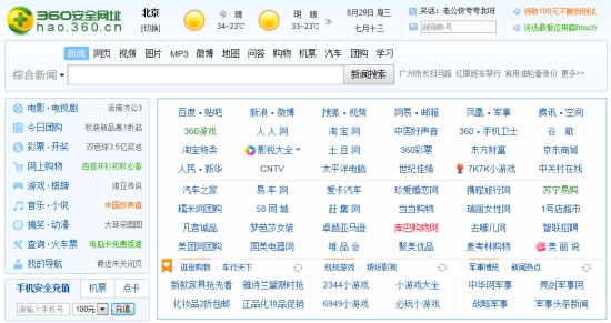 腾讯科技获悉,360今日针对百度进行反制,将网址导航搜索框中百度